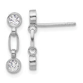 Sterling Silver Rhodium-plated Bezel CZ Post Dangle Earrings