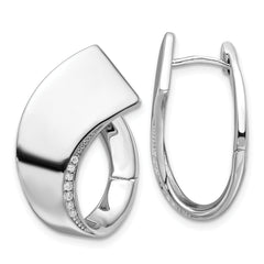 Sterling Silver Rhodium-plated Polished Fancy CZ Hoop Earrings