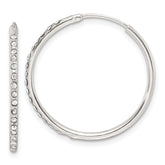 Sterling Silver Polished CZ Medium Round Endless Hoop Earrings
