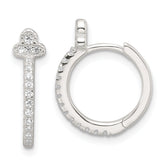 Sterling Silver E-Coating Fancy CZ Hinged Hoop Earrings