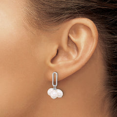 Sterling Silver Rhodium-plated 5-6mm White Rice Freshwater Cultured Pearl Post Dangle Earrings