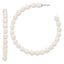 Sterling Silver Rhodium-plated 5-6mm White Rice Freshwater Cultured Pearl Post C-Hoop Earrings