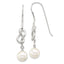 Sterling Silver Polished Knot 10mm Glass Pearl Dangle Earrings
