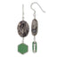 Sterling Silver Hexagon Aventurine & Oval Leopard Jasper Dangle Earrings