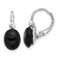 Sterling Silver RH-plated Polished Onyx & White Topaz Leverback Earrings