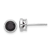 Sterling Silver Rhodium-plated Polished Black Spinel Bezel Stud Earrings