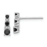 Sterling Silver RH-plated Black Spinel/Created White Sapphire Post Earrings