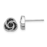 Sterling Silver Rhod-plated Polished Black Spinel Love Knot Post Earrings