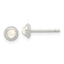 Sterling Silver E-coated Polished Beaded Round Moonstone Post Earrings