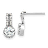 Sterling Silver Rhodium-plated Polished Two Row CZ Drop Post Earrings