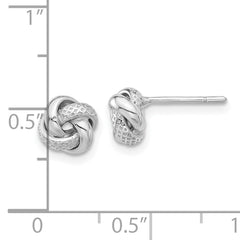 Sterling Silver Rhodium-plated Polished/Textured Love Knot Post Earrings