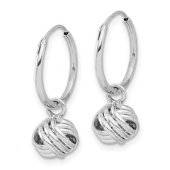 Sterling Silver Rhodium-plated Love Knot Dangle Eternity Hoop Earrings