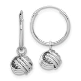 Sterling Silver Rhodium-plated Love Knot Dangle Eternity Hoop Earrings