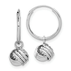 Sterling Silver Rhodium-plated Love Knot Dangle Eternity Hoop Earrings