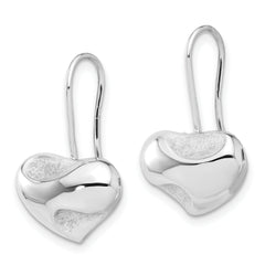 Sterling Silver RH-plated Polished Abstract Heart Wire Earrings