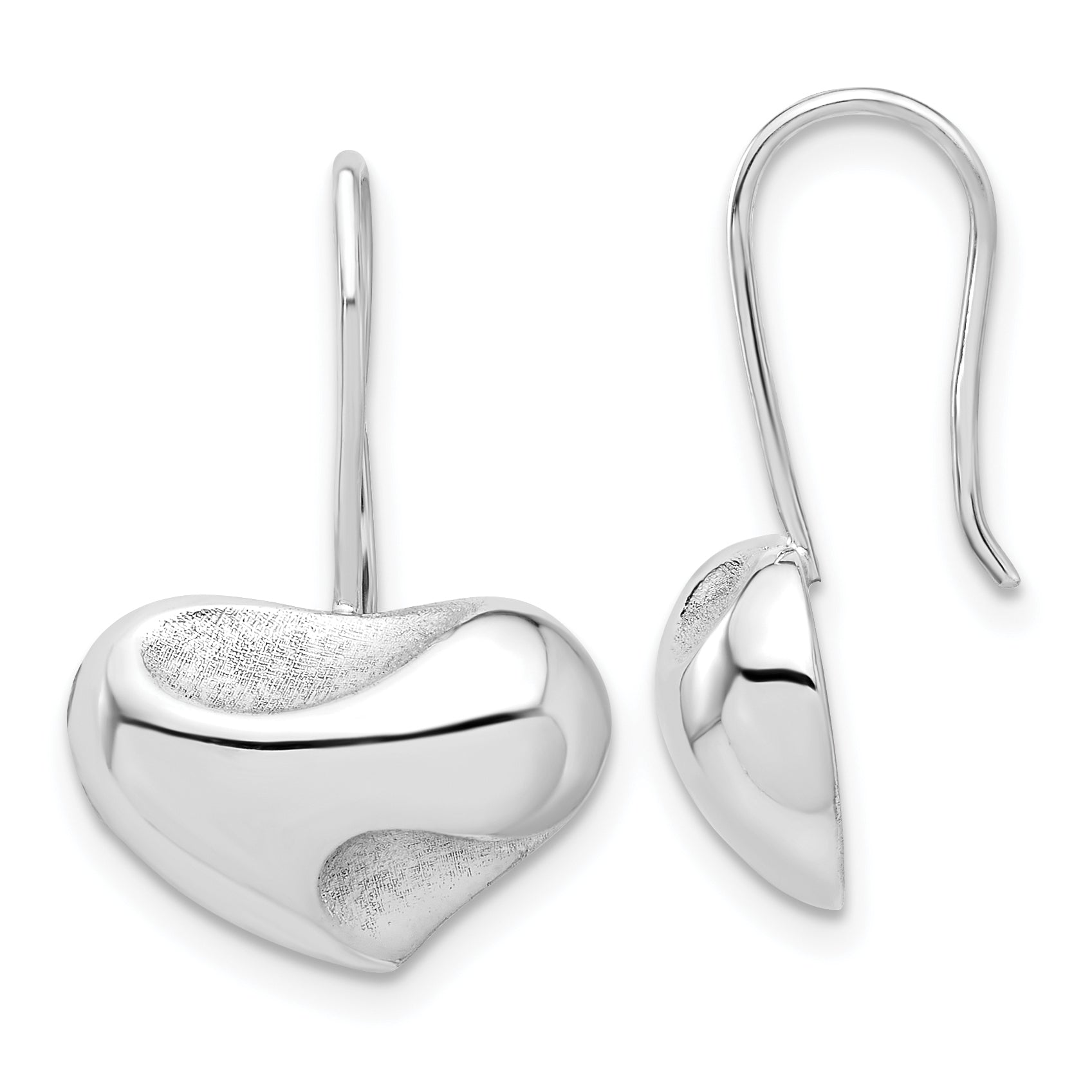 Sterling Silver RH-plated Polished Abstract Heart Wire Earrings