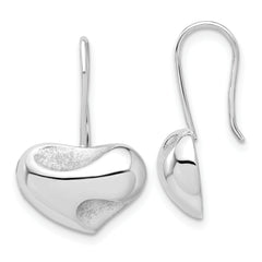 Sterling Silver RH-plated Polished Abstract Heart Wire Earrings