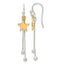 Sterling Silver Gold-tone Polished Star Dangle Earrings
