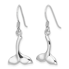 Sterling Silver Rhodium-Plated Polished Whale Tail Dangle Earrings