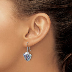 Sterling Silver Rhodium-Plated Polished Abalone Shell Dangle Earrings
