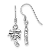 Sterling Silver Rhodium-Plated Polished Palm Tree Dangle Earrings