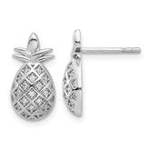 Pure Fire Sterling Silver Rhod-plated CZ Pineapple Post Earrings