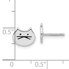 Sterling Silver Rhodium-plated Madi K Enamel Cat Face Post Earrings