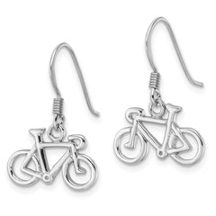 Sterling Silver Rhodium-Plated Polished Bicycle Dangle Earrings