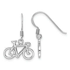 Sterling Silver Rhodium-Plated Polished Bicycle Dangle Earrings