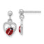 Sterling Silver Rh-plated Enameled Ladybug in Heart Post Dangle Earrings