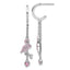Sterling Silver Rhodium-plated Pink CZ Flamingo Heart Post Hoop Earrings