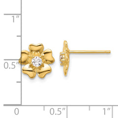 Sterling Silver Gold-tone CZ Flower Post Earrings