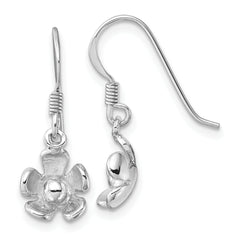 Sterling Silver Rhodium-Plated Polished Dangle Flower Earrings