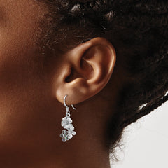 Sterling Silver Rhodium-Plated Polished Abalone Trio Flower Earrings