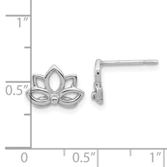Sterling Silver Rhodium-plated Lotus Flower Post Earrings
