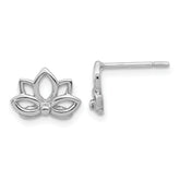 Sterling Silver Rhodium-plated Lotus Flower Post Earrings