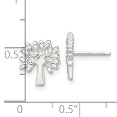 Sterling Silver E-Coating Polished Tree Post Earrings