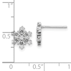 Sterling Silver Rhodium-plated CZ Snowflake Post Earrings