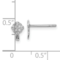 Sterling Silver Rhod-plated Polished & Textured Celtic Cross Post Earrings