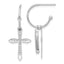 Sterling Silver Polished CZ Cross Dangle Post C-Hoop Earrings