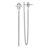 Sterling Silver Polished Cross with Chain Front & Back Post Earrings