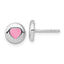 Sterling Silver Rhodium-plated Pink Enameled Heart Circle Children's Post Earrings