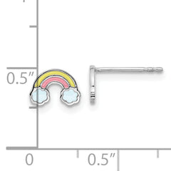 Sterling Silver Rhodium-plated Enameled Rainbow Children's Post Earrings
