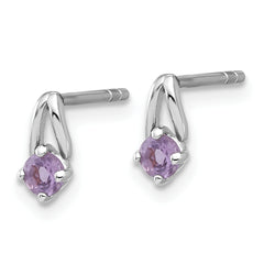 Sterling Silver Rhodium-plated .2AM Amethyst Post Earrings