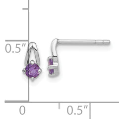 Sterling Silver Rhodium-plated .2AM Amethyst Post Earrings
