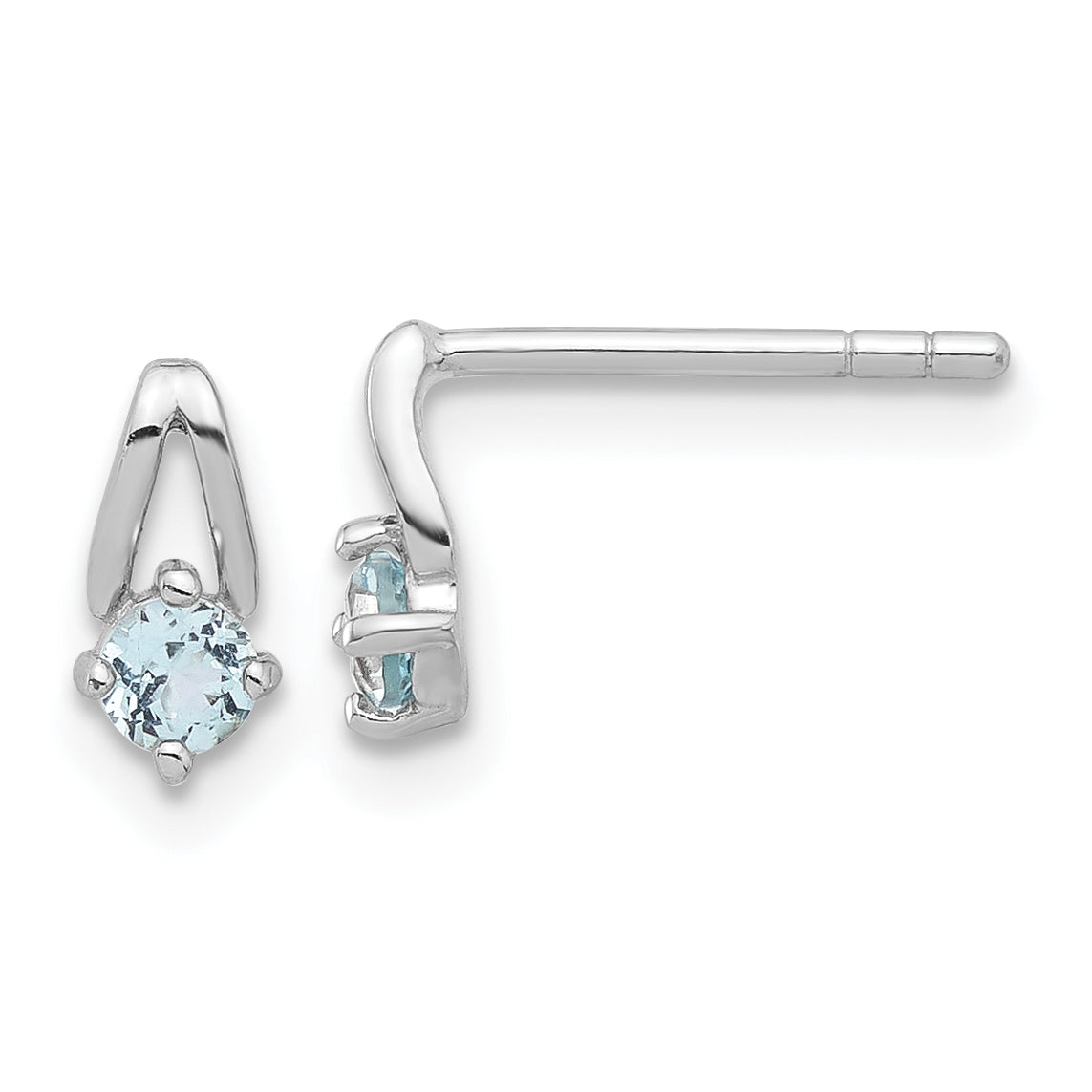 Sterling Silver Rhodium-plated .26BT Blue Topaz Post Earrings