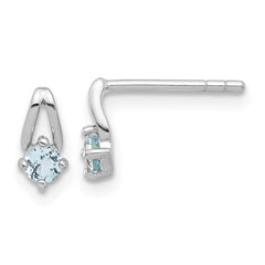 Sterling Silver Rhodium-plated .26BT Blue Topaz Post Earrings