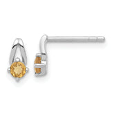Sterling Silver Rhodium-plated .2CI Citrine Post Earrings