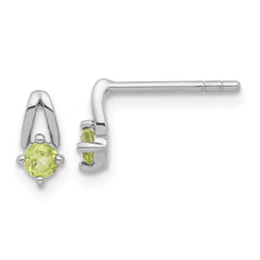 Sterling Silver Rhodium-plated .24PE Peridot Post Earrings