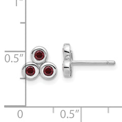Sterling Silver Rhodium-plated Garnet Post Earrings